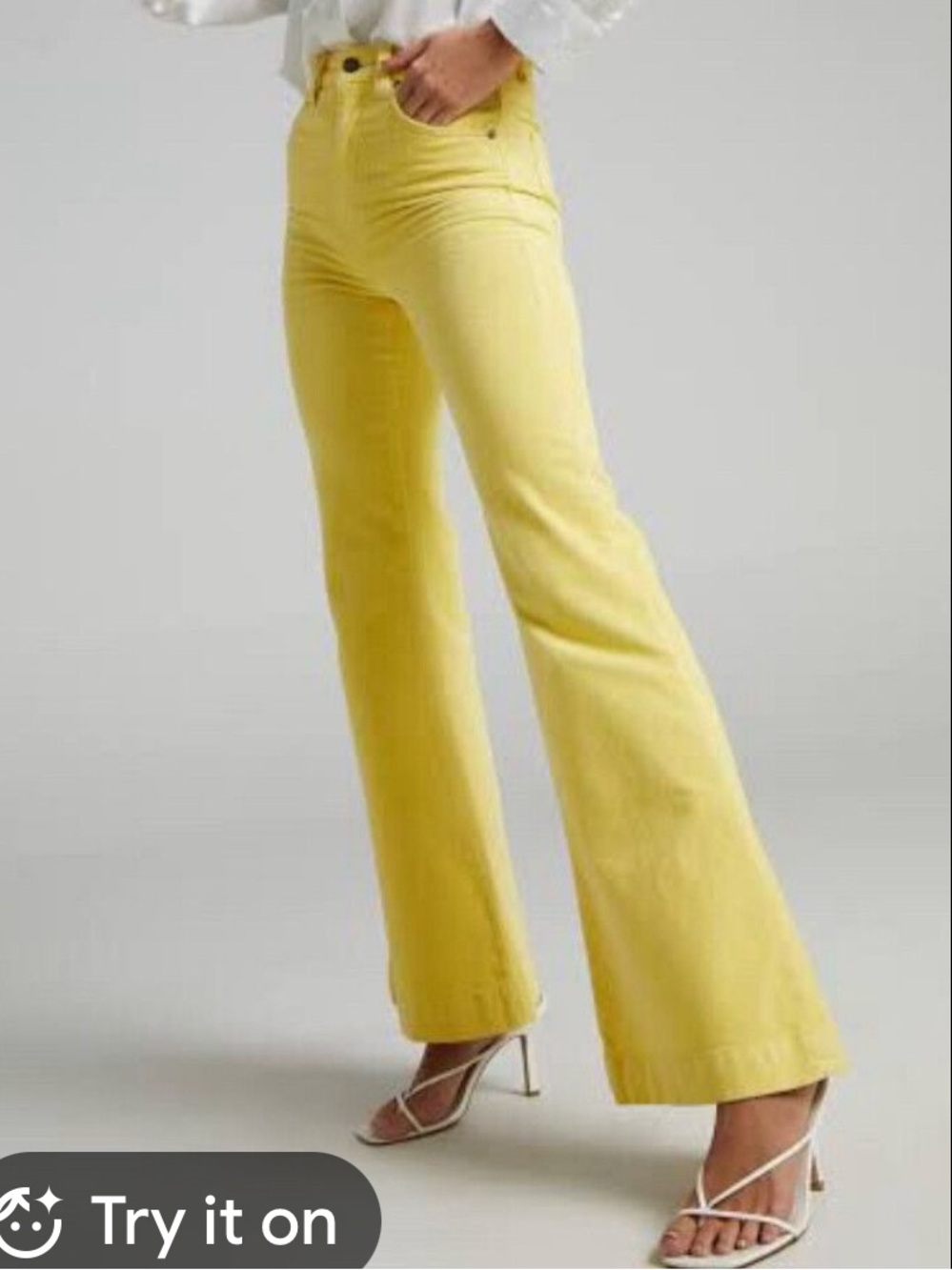 ROLLA'S Pale Yellow Corduroy Flare Pants. High waisted